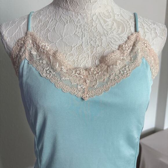 Vintage Lace Trim Camisole Aqua Blue Clubwear Tank M Y2K Balletcore The Limited - Picture 6 of 11